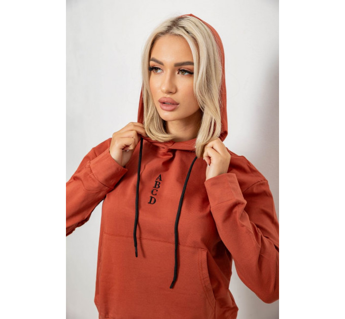 Спортивний костюм жіночий двонитка, колір теракотовий, 214R1419-001