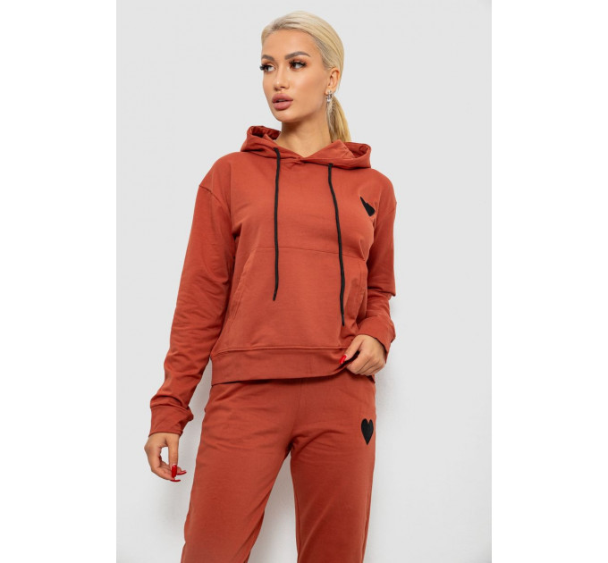 Спортивний костюм жіночий двонитка, колір теракотовий, 214R1419-004