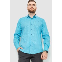 Сорочка чоловіча класична з принтом, колір бірюзово-синій, 214R7400
