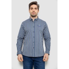 Сорочка чоловіча в смужку, колір сіро-синій, 186RM01