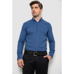 Сорочка чоловіча з принтом, колір джинс, 214R7365
