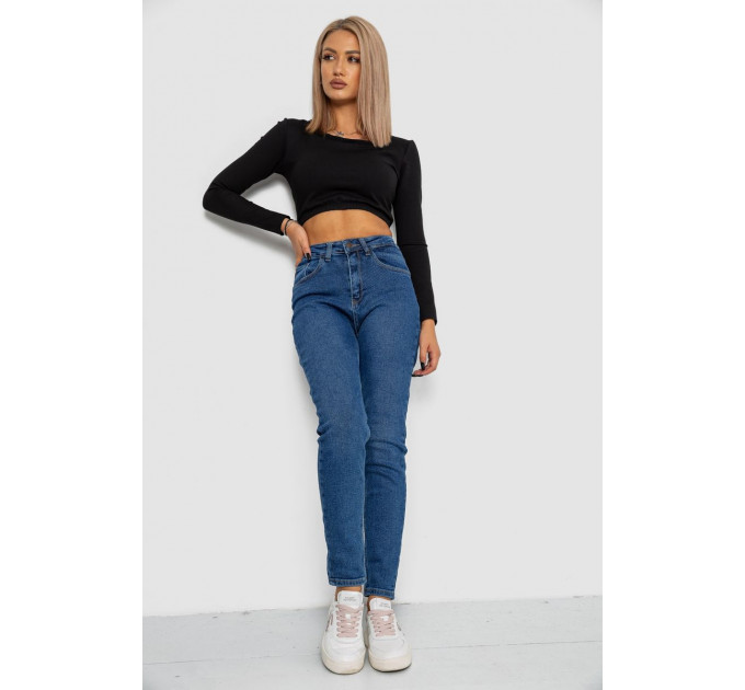 Джинси жіночі Mom-fit стрейч, колір синій, 244R1152