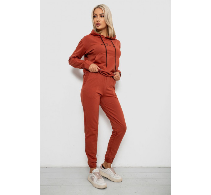 Спортивний костюм жіночий двонитка, колір теракотовий, 214R1419-002