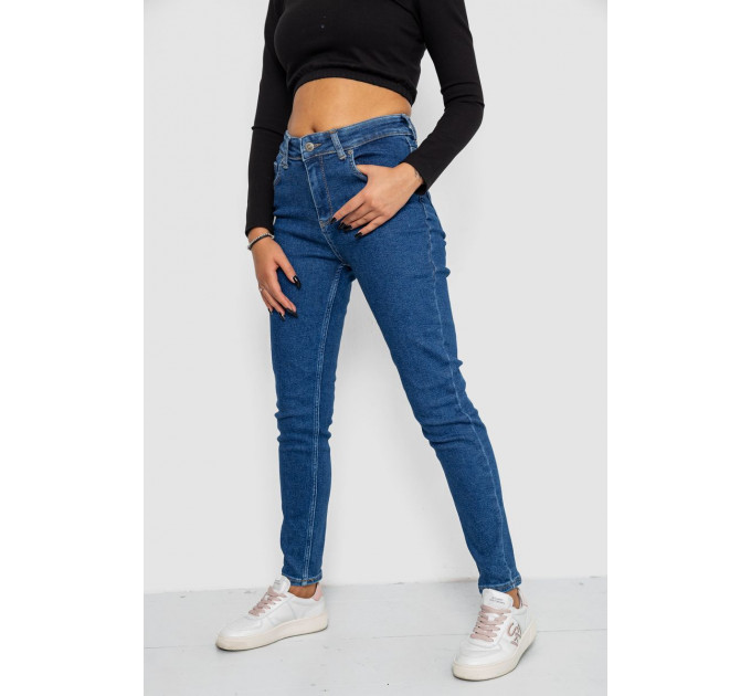 Джинси жіночі Mom-fit стрейч, колір синій, 244R1132