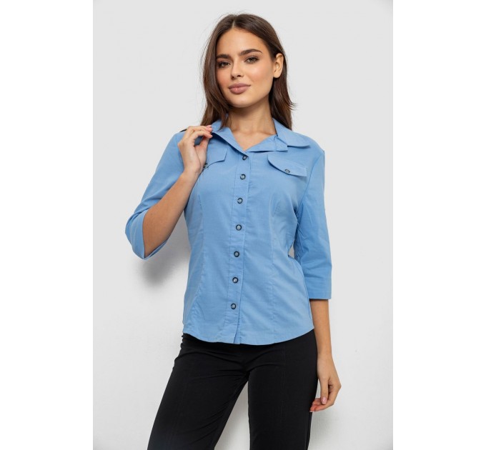 Сорочка жіноча однотонна, колір джинс, 230R068-5