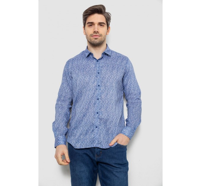 Чоловіча сорочка з принтом, колір блакитний, 186R6917-7