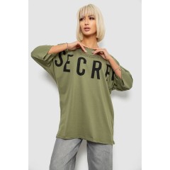 Футболка жіноча з принтом, колір хакі, 244R3008-1