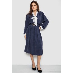 Костюм жіночий класичний у горох, колір синьо-білий, 167R3002