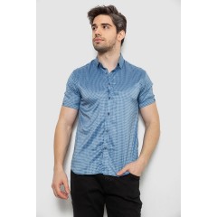 Сорочка чоловіча з принтом, колір джинс, 186R6918