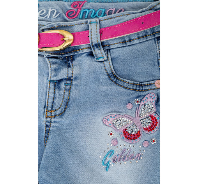 Шорти джинсові для дівчинки, колір темно-блакитний, 247R1209