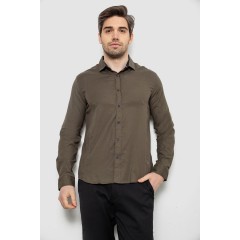 Сорочка чоловіча однотонна, колір хакі, 186R6917-1 Сорочка чоловіча однотонна, колір хакі, 186R6917-1