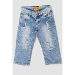 Капри джинсовые для девочек, цвет голубой, 247R2606