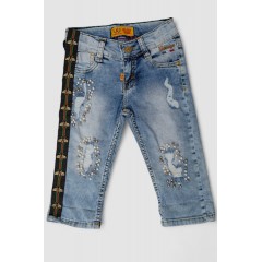 Капри джинсовые для девочек, цвет голубой, 247R2606-1