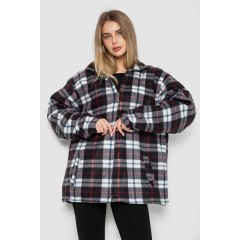 Кофта-рубашка на молнии утепленная, цвет черно-красный, 244R2210