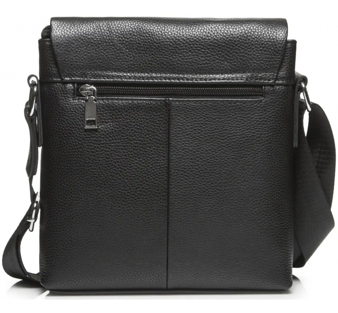 Мужская кожаная сумка-мессенджер, барсетка на одно плече 22x26x6 Tiding Bag 75-5271 черная