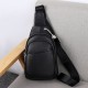 Сумка-слинг мужская через плече 17х32х8, бананка из натуральной кожи TIDING BAG A25F-515-1A черная