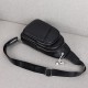 Сумка-слинг мужская через плече 17х32х8, бананка из натуральной кожи TIDING BAG A25F-515-1A черная