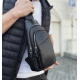 Сумка-слинг мужская через плече 17х32х8, бананка из натуральной кожи TIDING BAG A25F-515-1A черная