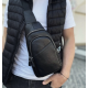 Сумка-слинг мужская через плече 17х32х8, бананка из натуральной кожи TIDING BAG A25F-515-1A черная