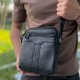 Шкіряна чоловіча сумка-барсетка 21х25х6, месенджер з ручкою Tiding Bag 73957 чорна