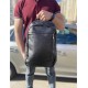 Городской мужской кожаный рюкзак 28х42х18, сумка на плечи для ноутбука Tiding Bag B2-03555A, черная