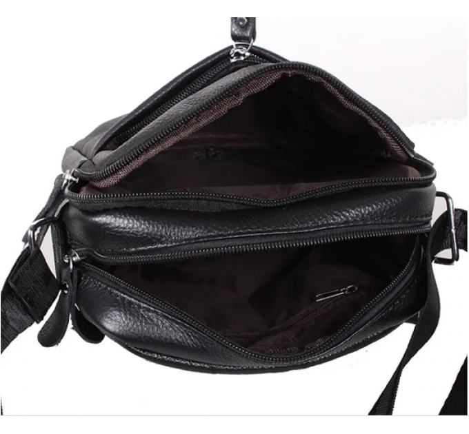 Сумка-барсетка мужская 19х22х5, мессенджер через плечо кожаная Tiding Bag BON6165 черный