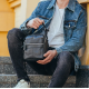 Сумка-барсетка мужская 19х22х5, мессенджер через плечо кожаная Tiding Bag BON6165 черный