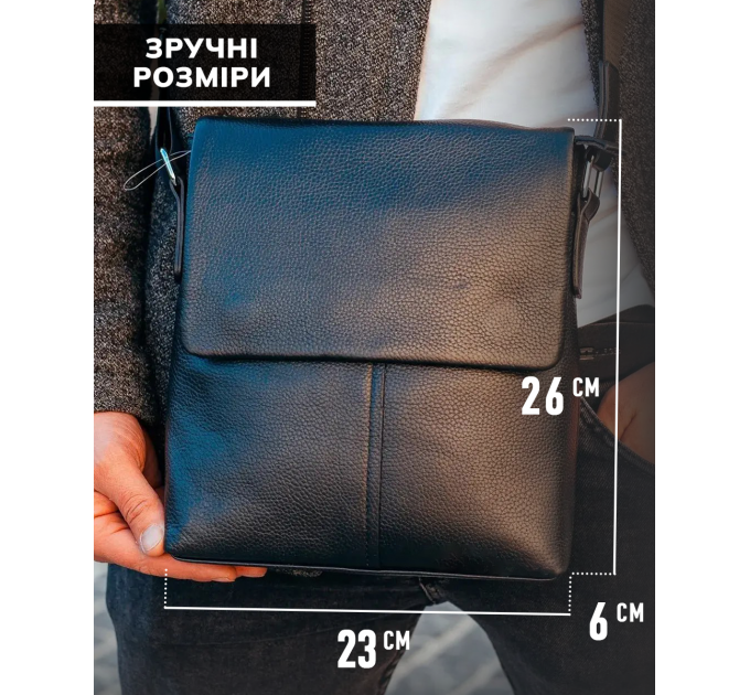 Мужская сумка планшет через плечо 23х26х6, кожаная барсетка Tiding Bag SK A75-181 черная
