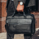 Кожаный мужской портфель для документов и ноутбука 39x28x8, сумка папка деловая MK39848 черная
