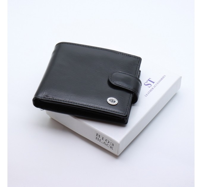 Стильне шкіряне портмоне ST Leather В 103 Чорний