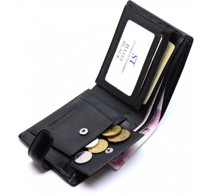 Стильне шкіряне портмоне ST Leather В 103 Чорний