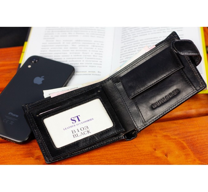 Стильне шкіряне портмоне ST Leather В 103 Чорний