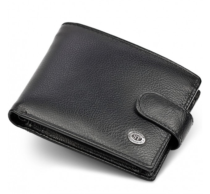 Класичне чоловіче портмоне з натуральної шкіри ST Leather ST102 Чорний