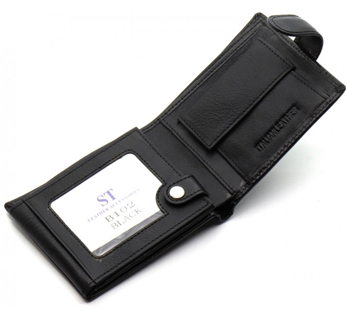 Класичне чоловіче портмоне з натуральної шкіри ST Leather ST102 Чорний