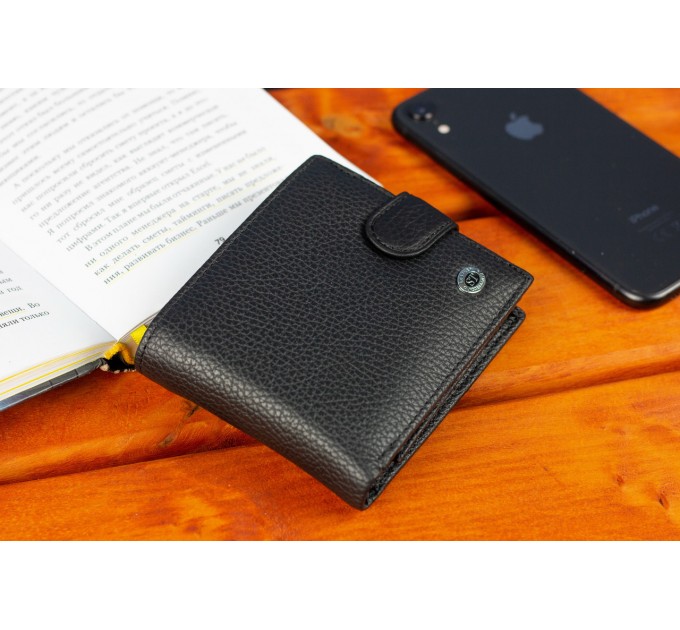 Класичне чоловіче портмоне з натуральної шкіри ST Leather ST102 Чорний