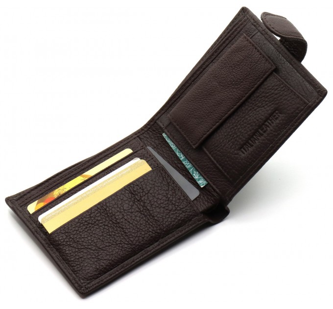 Кожаное мужское портмоне на кнопке ST Leather ST104 Коричневое