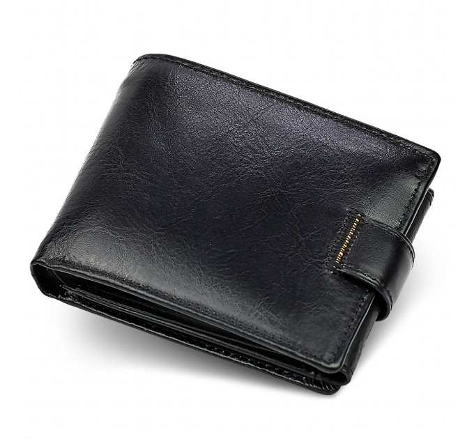 Класичне чоловіче портмоне з натуральної шкіри ST Leather В102 Чорний