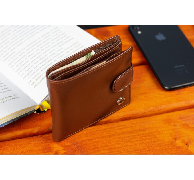 Стильне шкіряне чоловіче портмоне ST Leather В103 Коричневий