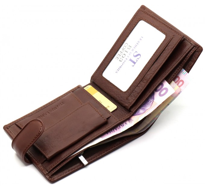 Стильне шкіряне чоловіче портмоне ST Leather В103 Коричневий