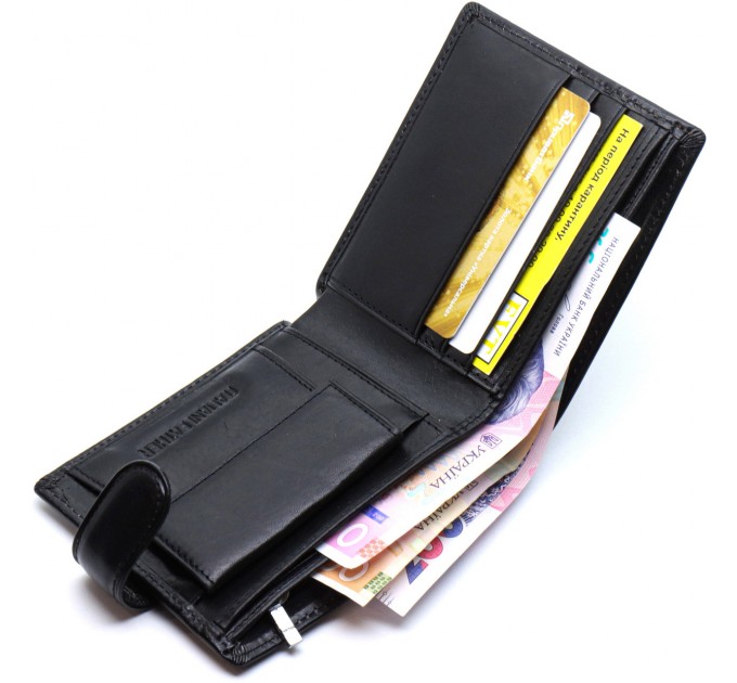 Кожаное мужское портмоне на кнопке ST Leather ST104 Черный