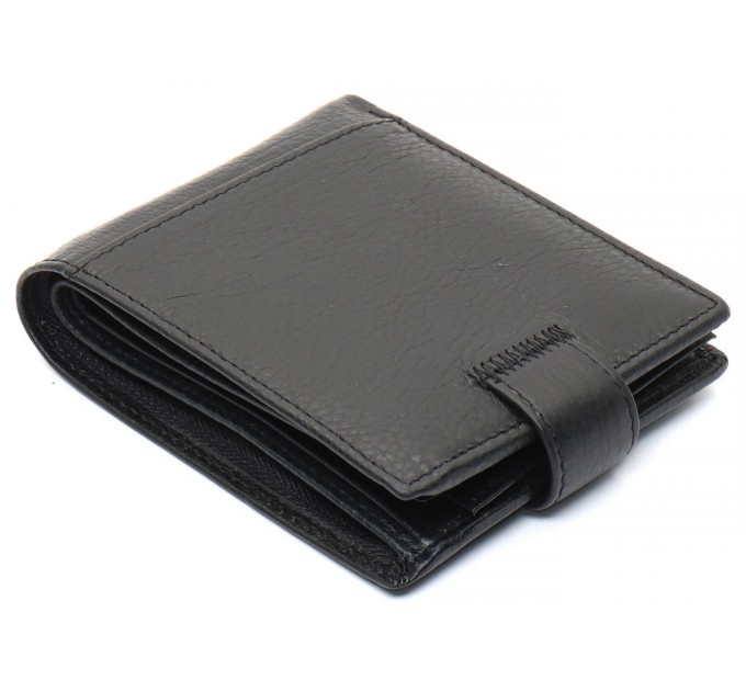 Черное мужское портмоне из натуральной кожи с фиксацией ST Leather ST103