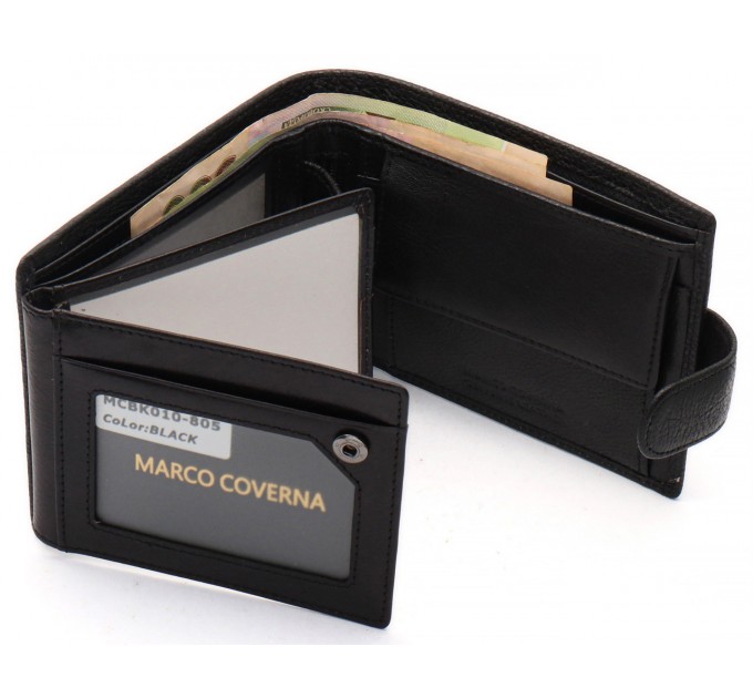 Чорне шкіряне портмоне з відділом для документів Marco Coverna MCBK10-805