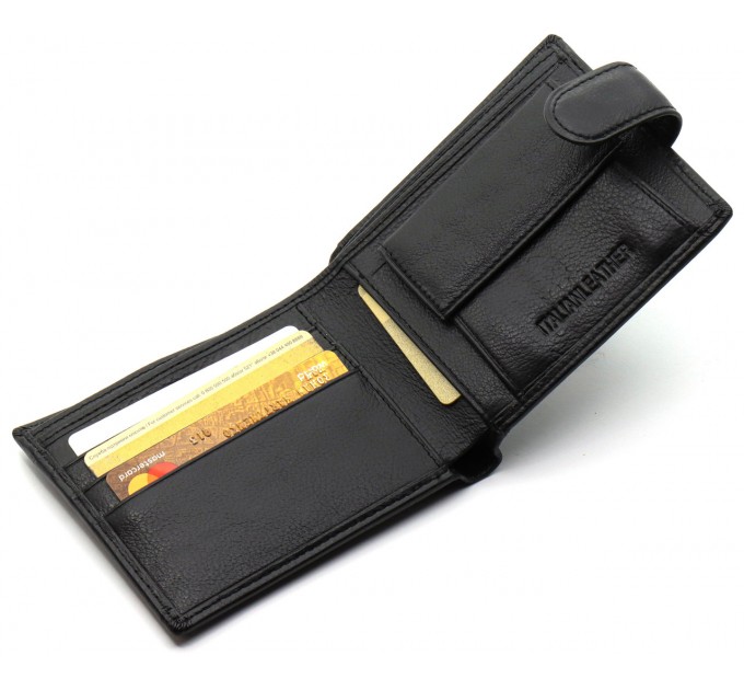 Кожаное мужское портмоне на кнопке ST Leather ST-104-1 черный