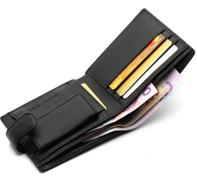 Кожаное мужское портмоне на кнопке ST Leather ST-104-1 черный