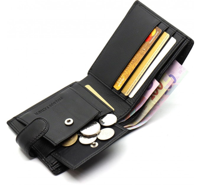 Кожаное мужское портмоне на кнопке ST Leather ST-104-1 черный