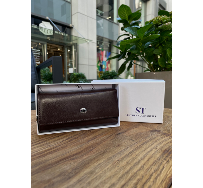 Черная ключница из натуральной кожи с отделением для денег ST Leather B416