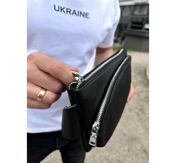 Поясная бананка унисекс 14х25х8, сумка конверт для телефона и документов TD-54928 черная