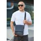 Кожаная мужская сумка-месенджер 21x24x6, барсетка из натуральной кожи Tiding Bag 9389 черная