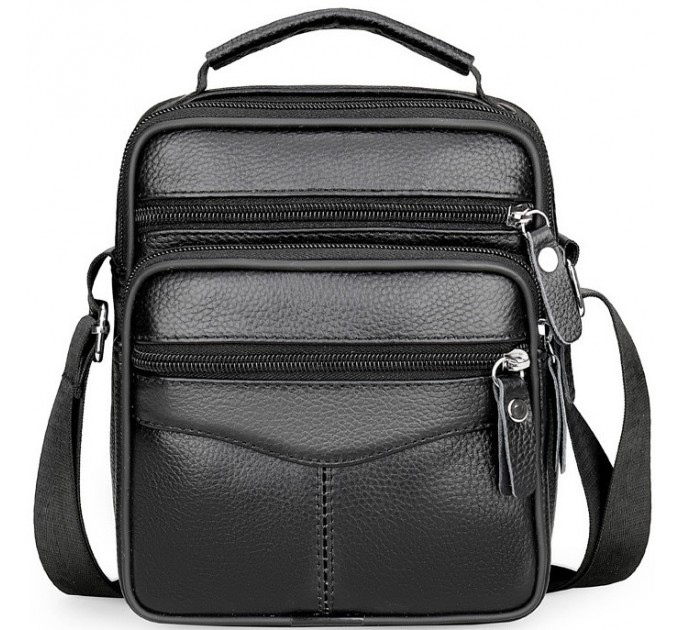 Чоловіча сумка барсетка 17x21x9, шкіряна сумочка планшет Tiding Bag 75003 чорна
