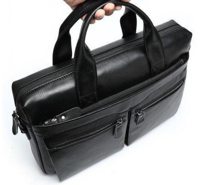 Мужская сумка для офиса 39x28×8, портфель папка для ноутбука и бумаг SK N76955 черный